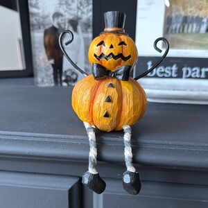 Halloween Pumpkin Figurine with Top Hat